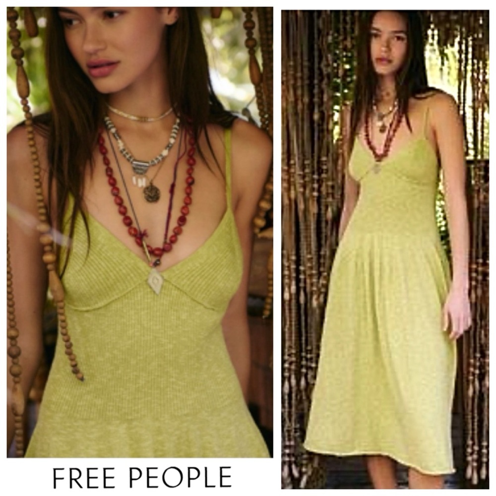 🔥NWTS Amazing FREE PEOPLE Tula Soft Sweater Dress Midi L Drop-Waist A-Line Dress